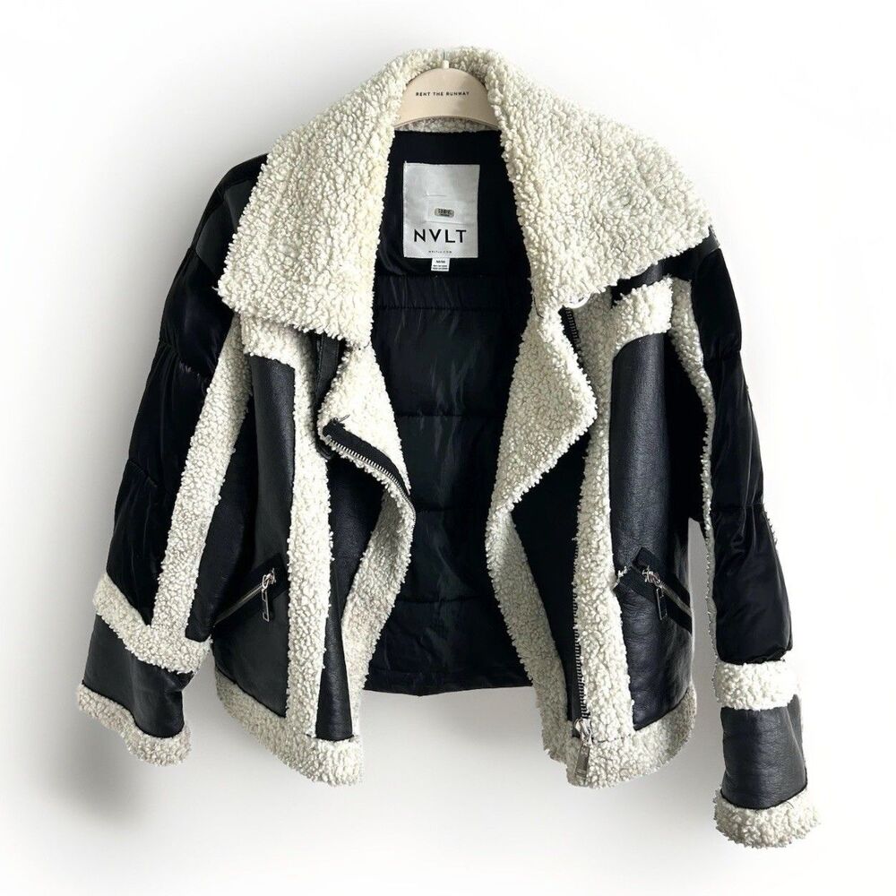 NVLT Womens Coat Black White Size Medium See Notes